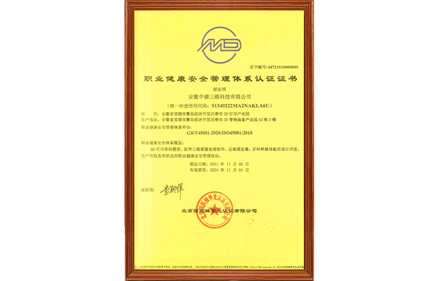 職業(yè)健康安全管理體系認(rèn)證證書(shū)